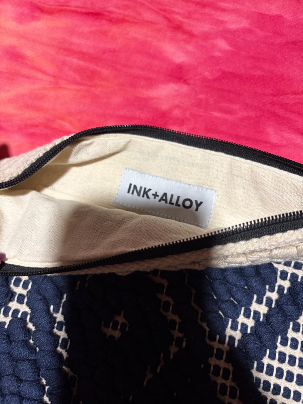 Ink + Alloy Navy & Cream Macram Clutch Bag View 2